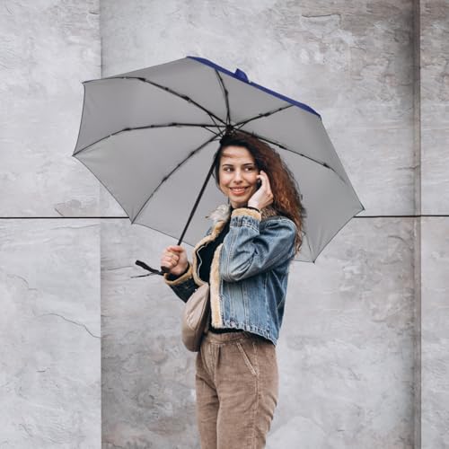 Image of Amazon Basics 3-Fold Travel Umbrella - Sophisticated Auto-Open Auto-Close Mechanism, Large 42 inch Canopy, RainProof & UV Protection|Ideal for Men & Women | Stylish, Durable, and Functional Design