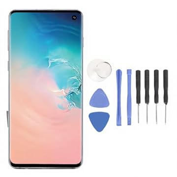 Tela AMOLED para Galaxy S10, conjunto de digitalizador LCD de 6,1 polegadas para S10 G9730 G973U G973W G973F, com impressão digital de moldura, ferramenta de reparo completa (preto)