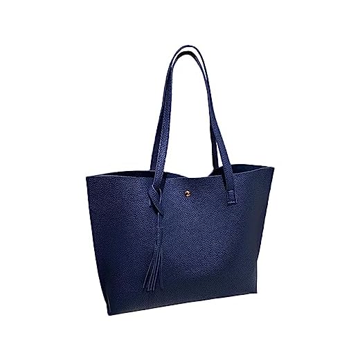Leather Tote Bag for Women with Zipper Bag From Big Capacity Tassel Handbag High Capacity Pu Tassel Shoulder Bag For Women'S Crossbody Bag Garden Tote (Blue, One Size)