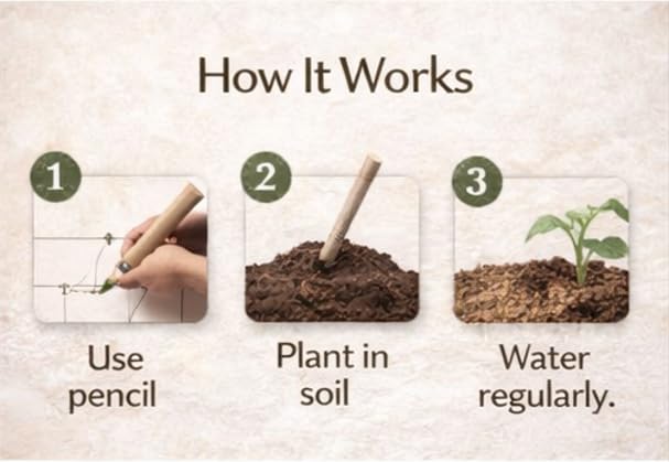 Recycled Plantable Seed Pencil | Eco-Friendly & Biodegradable | Write & Grow — Seed Capsule on Top | Ideal for Kids, School, Office, Return Gifts & Corporate Eco Campaigns (10) 1
