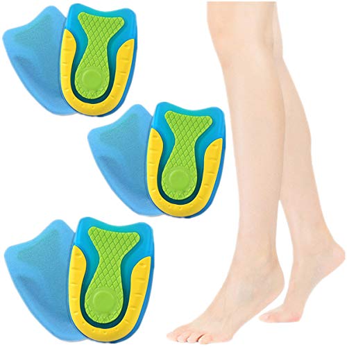 3 Pairs Heel Cups for Heel Pain - Heel Protectors Silicone Gel Shoe Inserts Women for Plantar Fasciitis Sore Heel Pain, Bone Spur and Achilles Pain - Heel Pads and Heel Cushions Support (Small/Medium)