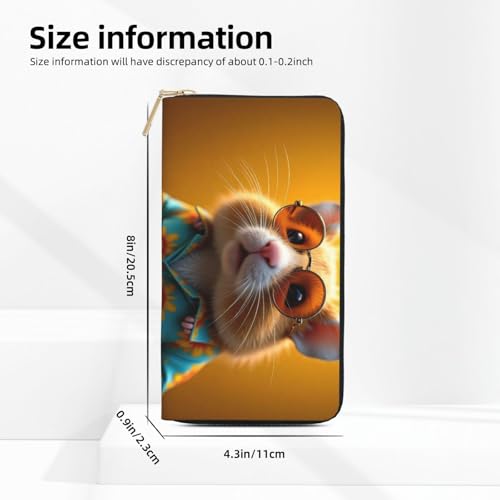 Cool Yellow Mouse Print Wallet Women, Leather Bifold Multi Card Wallet, Long Purse Women's Wallets2