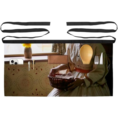 Lot de 3 tabliers courts de serveur avec 3 poches pour bistrot et cuisine