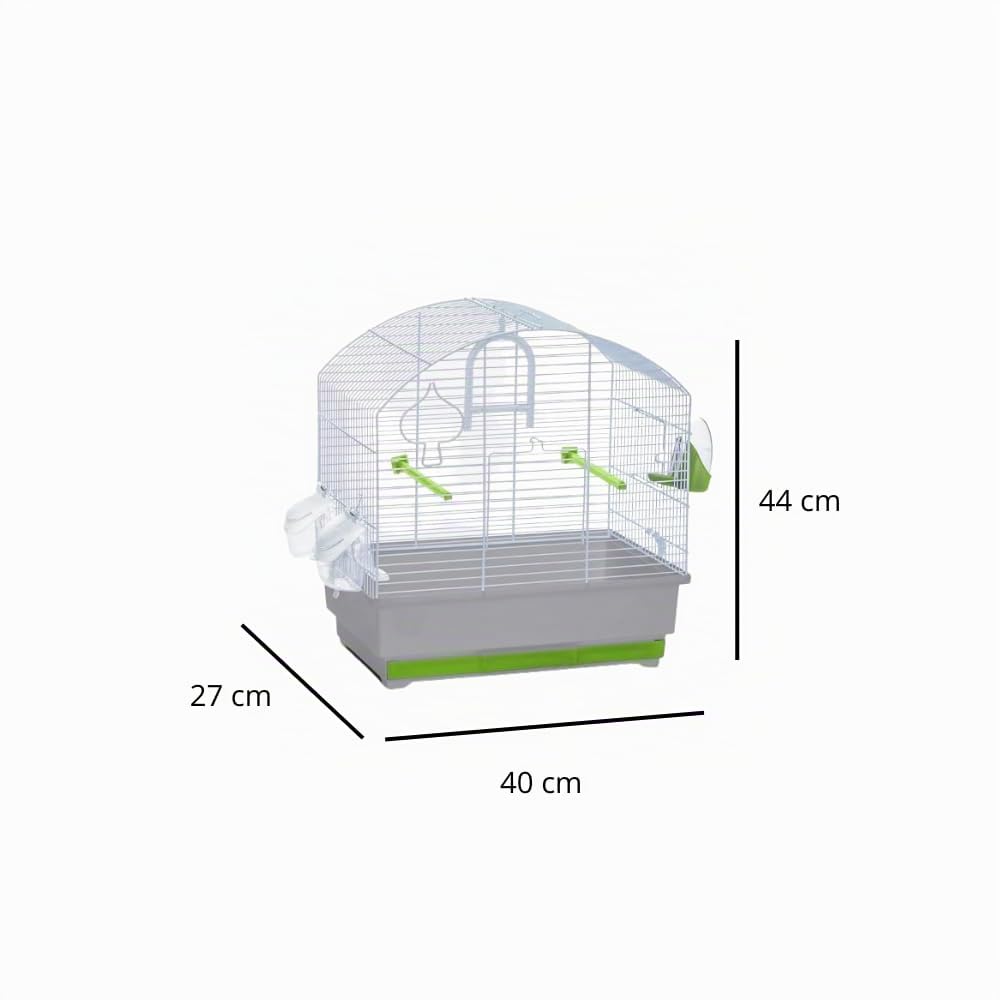 Pet's Market Asso di Picche Gabbia Voliera Uccelli in Metallo per Canarini Pappagallini Calopsite Inseparabili Uccelli e Piccoli Volatili con Posatoi Mangiatoie 40x27x44 cm