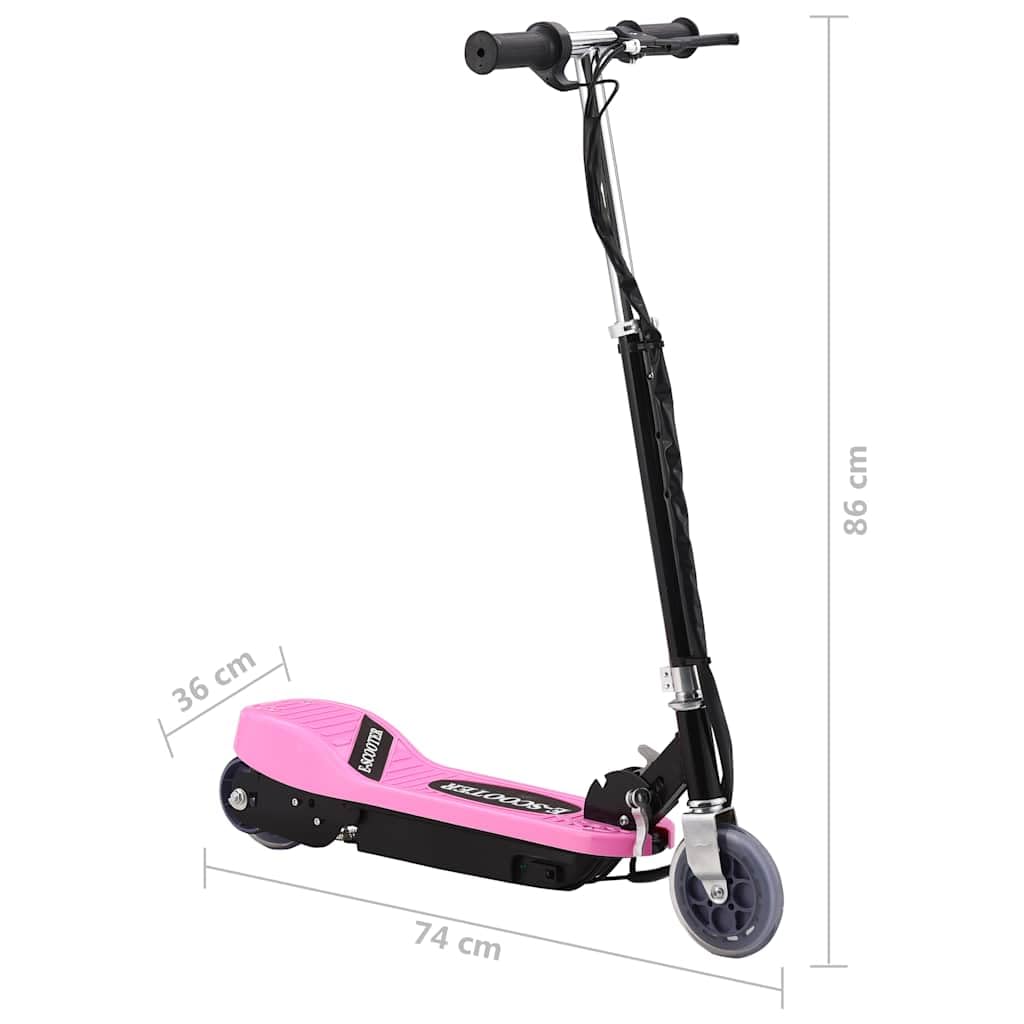 Trottinette électrique 120 W rose pour enfant avec cadre en aluminium pliable, guidon réglable, pneus de 13,75 cm, frein arrière, vitesse de 12 km/h pour les loisirs, la route scolaire, le