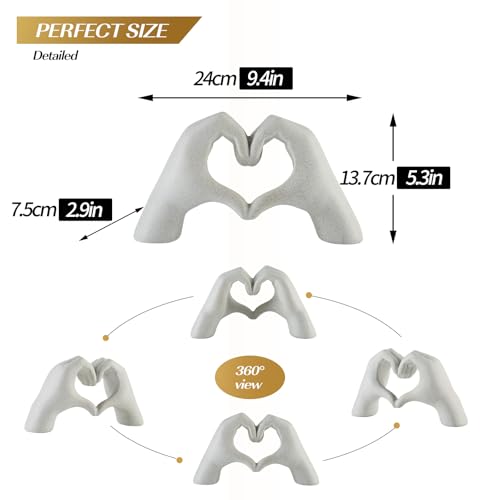 Escultura Moderna Manos Corazón Blanca 9.4 pulgadas miniatura 3
