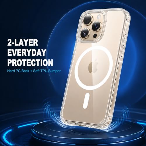 Image of MAGA Back Case Cover for Apple iPhone 16 Pro Max, Crystal Clear Magnetic Case Compatible with MagSafe, Hybrid Hard PC Back & Soft TPU Bumper, Shockproof Protective Cover - Clear