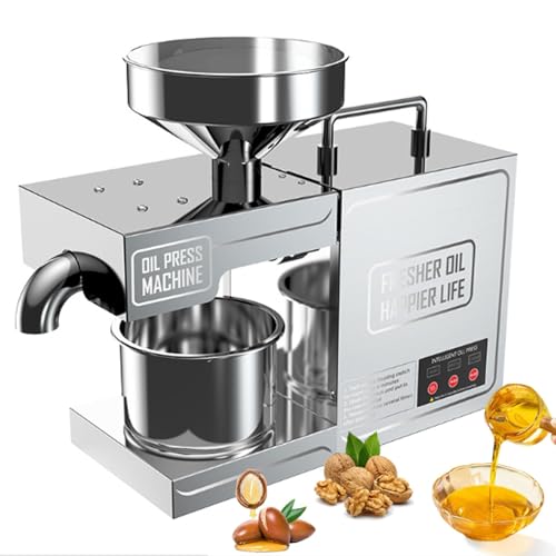 ZyKnaurral Oil Press Machine, Hot/Cold Electric Automatic Oil Press Extractor,Electric kitchen Oil Expeller - Pressing speed: 3-6KG/h,for Peanut Sunflower Coconut Soybean