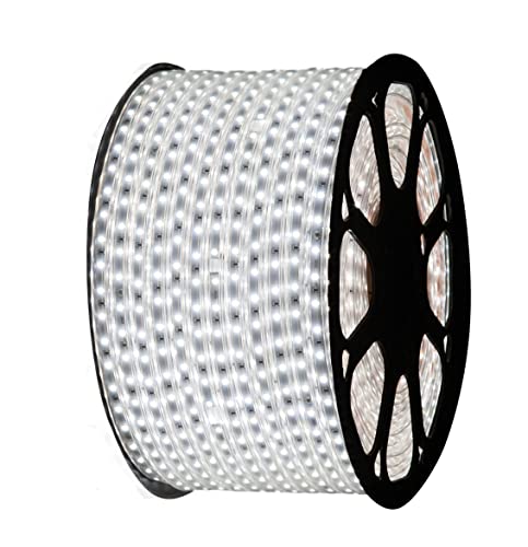 081 Store - STRISCIA LED 220V BIANCO FREDDO 6500K STRIP LED 5050 INTERNO ESTERNO 220V BOBINA DA 50 METRI