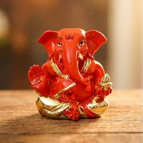 Image of Divine Hindu Miniature Appu Ganesh Idol | Small Murti for Car Dashboard, Home Decor, Office Table, Pooja | Spiritual Gift Item for Housewarming | Ganesh Chaturthi & Diwali Gift | 7 cm