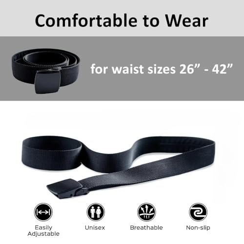 Money Belts for Travel for Men, Nylon Military Tactical Mens with Plastic Buckle Security Money Belt with Hidden Pocket (Black, 114x3.5cm)4