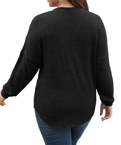 Image of Gloria&Sarah Womens Plus Size Tops Long Sleeve Henley Shirts Fall Fashion Oversized Sweatshirt Tunic Sweaters L-4XL
