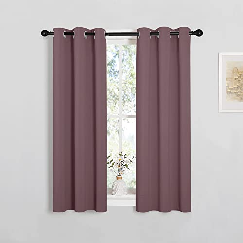 Image of NICETOWN Bedroom Curtain Panels Blackout Draperies, 1 Pair, 29 by 40 inches, Dry Rose, Thermal Insulated Solid Grommet Blackout Curtains /Drapes for Small Window