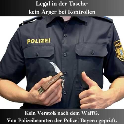 Foto von CRS Pilzmesser mit Bürste | Schwammerlmesser klappbar aus rostfreiem Stahl | Mit Pinsel zum Reinigen | Gebogene Klinge mit Lineal | Kleines Taschenmesser mit Karabiner | Ideal für Pilzsammler & Outdoor
