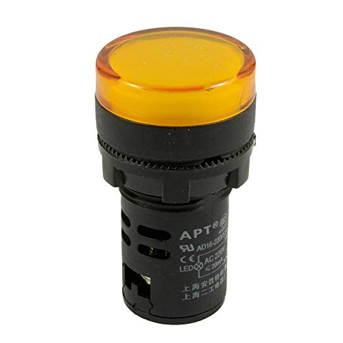 Mangen Voyants indication panneau pilote LED AC 380V Jaune Mont 7/8 pouce 22mm 2 Pièces Cover