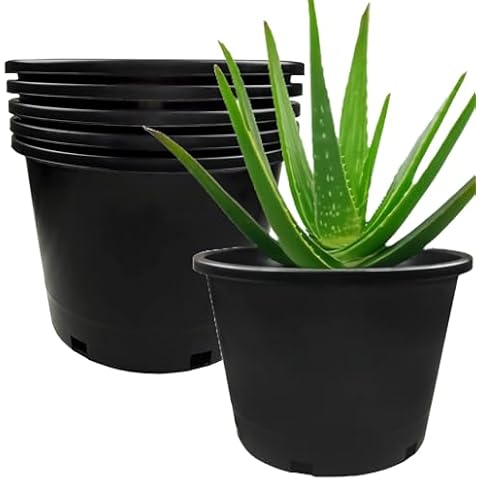 Calipots 5-Pack 10 Gallon Premium Black Plastic Nursery Plant Container Garden Planter Pots (10 Gallon) Cover