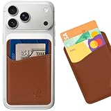 Wallaroo Premium Leather Cell Phone Wallet Stick On - Android and iPhone Wallet and Card Holder for Women and Men - Durable with Non-Slip Lining Secures Up to 3 Cards