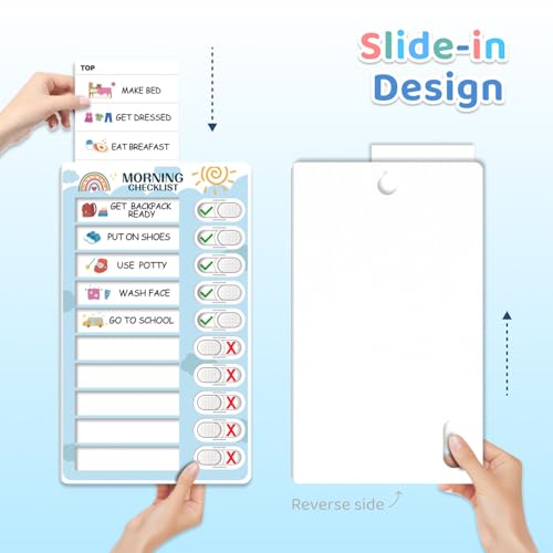 3 in 1 Bedtime/Morning/Weekly Routine Chart for Kids, Magnetic Chore Chart for Kids, Visual Schedule for Kids Toddlers Schedule Board for Home - Image 3