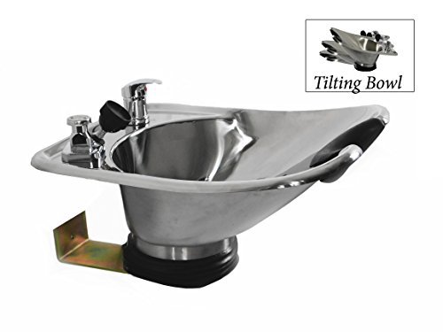 Polished Stainless Steel Tilting Shampoo Bowl With Black Cabinet Salon Equipment Tlc-1568Tilt-C #TOP4