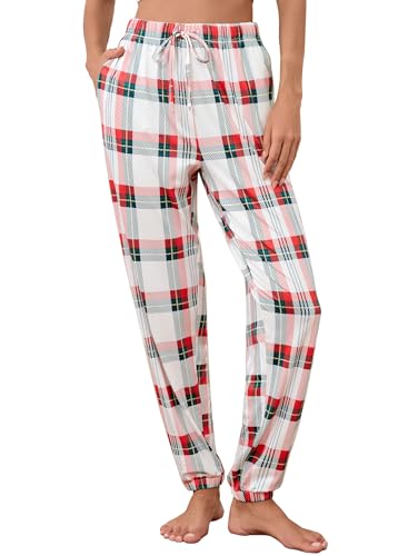 iChunhua Women's Comfy Casual Pajama Pants Pj Bottom with Pockets Stretch Plaid Sleepwear