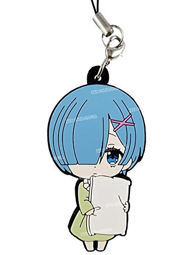 Re:Zero Starting Life in Another World Rem con almohada Ver. Personaje Gacha Capsule Correa de goma Mascota Anime Art, Caucho
