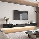 ROMSHINE Floating LED TV Stand for TVs up to 110 Inch, Wall Mounted Entertainment Center with LED Lights, 101