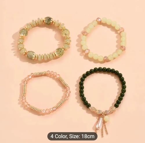 Image of ROYAL NEEDS Fashionable Beaded Multilayer Bracelets for girls and women's. Multicolor flexible crystal Bohemian Stackable Bracelets for women's