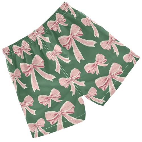 Pigsaly Boys Swim Trunks Coquette Pastel Pink Ribbon Watercolor Bow Boys Board Shorts Swimsuit Swimwear Bathing Suit 5T2