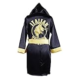 Child Boxing Costume Rocky Balboa American Flag Robe Kids Halloween Party Cosplay Loungewear with Shorts Belt Set (Black Italian Stallion, L)