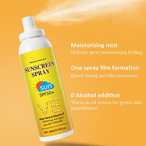 1 Items Aloes Veras Sunscreen Spray 60 Summer Portable Uvprotection Moisturizing Moisturizing Sunscreen Spray Facial Tinted Moisturizers（Yellow) #TOP2