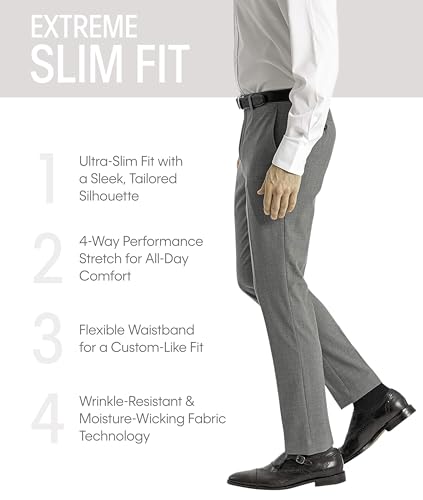 Calvin Klein Men's Skinny Fit Stretch Dress Pants | Suit Pants for Men, Grey 34/343