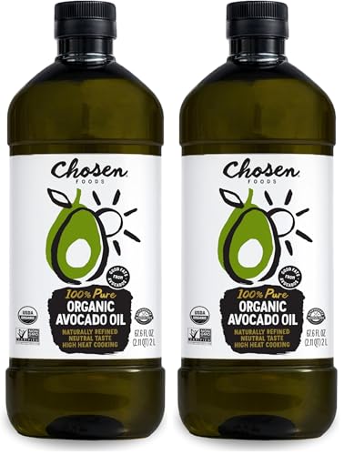 Image of Chosen Foods Organic Avocado Oil, 2 Liter - All Purpose Cooking Oil made with 100% Pure Avocados - Non-GMO, Gluten-Free, Keto Friendly, Glyphosate Free - 67.6 Fl Oz (Pack Of 2)
