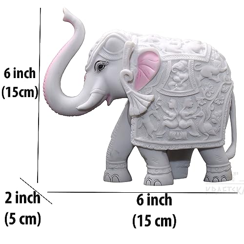 White Elephant Statue for Living Room, Home Decor, 6 inch Elephant Marble Dust Poly-Resin Showpiece for Vastu, Indoors, Office Decorations, Gifting — photo — 5 of 9