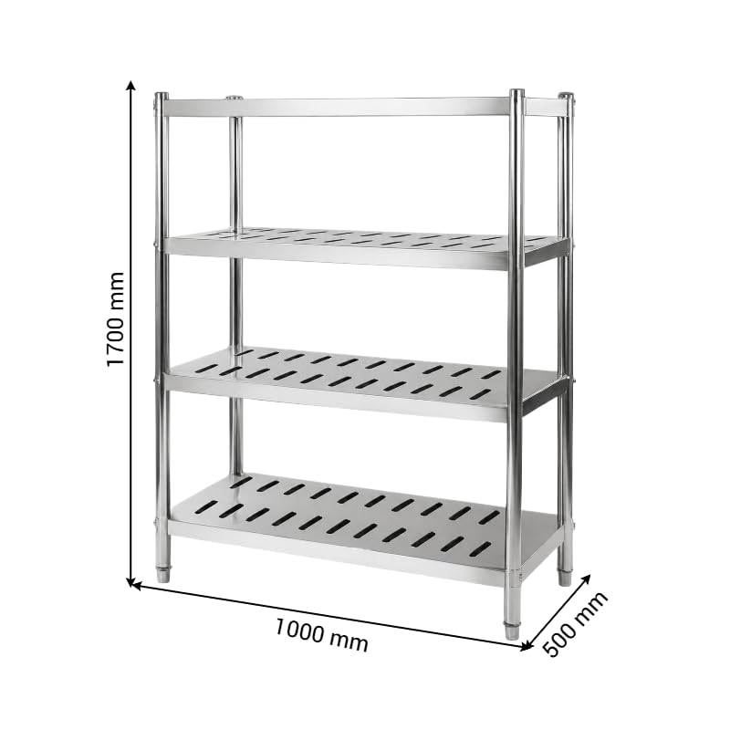 Générique Rayonnage INOX Ajouré 1000 × 500 × 1700 mm – 4 Niveaux