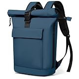 Lekeinchi Rolltop Rucksack Herren Damen Elegant Laptoptasche Wasserdicht mit 17 Zoll Laptopfach Groß Reiserucksack Daypack Schule Reisen Uni, blau, M, Geschäftlich