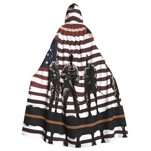 WHJSHOP Capa con capucha de soldados militares patrióticos para Halloween, para adultos, ropa de hombre y mujer, juego de rol