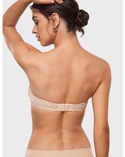 Image of INLYRIC Women's Sheer Strapless Bras Mesh Sexy Unlined Plus Size See Through Bra Underwire Demi Mesh Non Padded