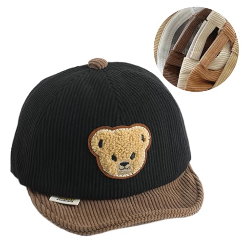 Baby Peaked Embroidered Bear Hat Cartoon Curved Brim Hat Baseball Hat Infant Duck Tongue for Boy Girl 6-24Months Children's Autumn and Winter Cute Bear Cap2