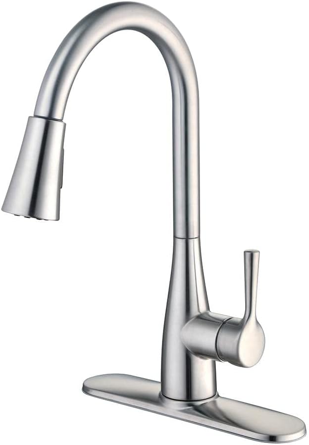 Sadira Single-Handle Pull-Down Sprayer Kitchen Faucet with TurboSpray and FastMount in Stainless Steel