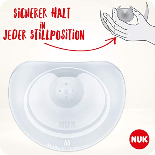 NUK Stillhütchen | Brusthütchen zum Stillen | schützt vor wunden Brustwarzen | dünnes Silikon | Größe M (20mm) | inklusiv Schutzdose | 2 Stück