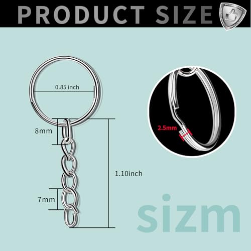 Image of Teenitor 120Pcs Key Chain Rings Keychain Rings 1inch, Keychain Making Supplies, Key Chain for Crafts, Key, Car