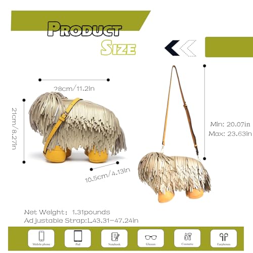 Basmgrzaia Women's Luxury Dog-Shaped Crossbody Handbag with Fringe - Unique Designer Purse for Evening & Casual Outings2