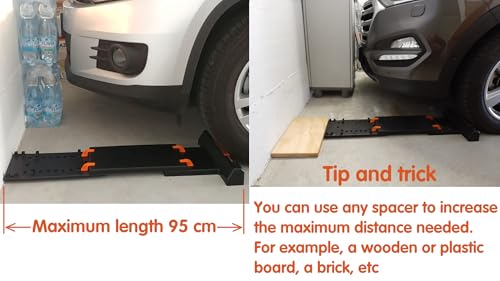 EASYSTOP 1 Verstellbarer Radstopper, GERUCHLOS, Nicht fixiert, schnelle Montage ohne Werkzeug, stoßfestes Plastik. Sicheres und präzises Parken bei niedriger Geschwindigkeit.