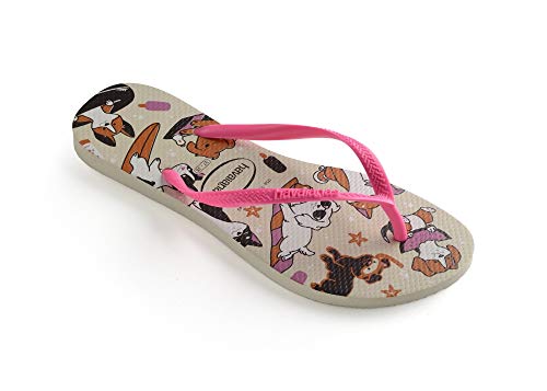 Chinelo Slim Pets, Havaianas, Feminino, Bege Palha/Maravilha Fluor, 39/40