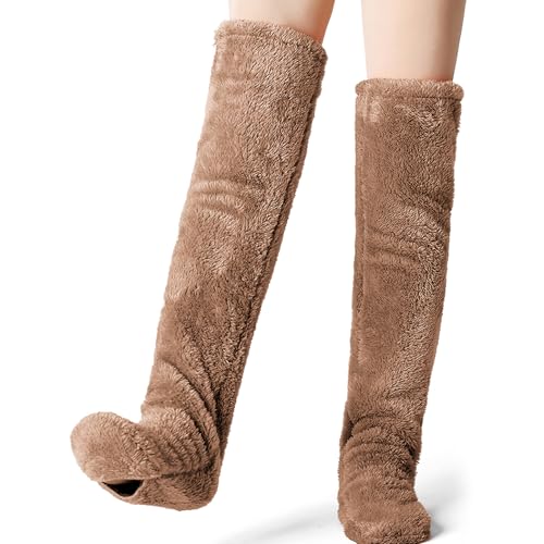 Chaussettes pelucheuses au-dessus du genou jambières chaudes hiver