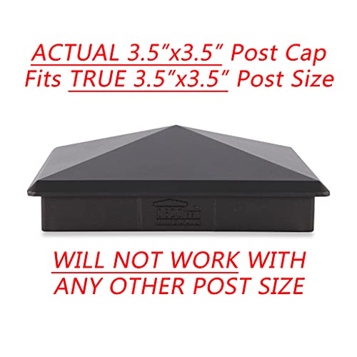 3.5" x 3.5" Heavy Duty Aluminium Pyramid Post Cap for True/Actual 3.5" x 3.5" Wood Posts - Black (Works ONLY with Actual 3.5" x 3.5" Posts. Will NOT Work with Actual 4" x 4" Posts)