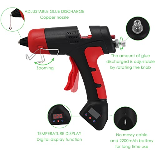 Rehomy Conjunto de pistola de cola quente sem fio, kit de pistola de cola quente de pré-aquecimento