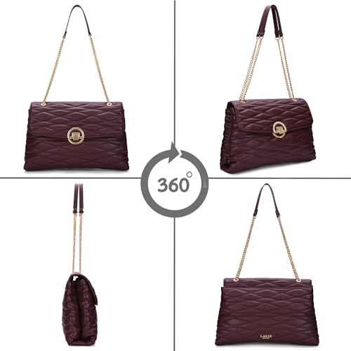 Image of Lavie Luxe Women's Monogram Wella 3-Compartment Satchel Handbag | Satchel Bag for Work | Ladies purse | Stylish Shoulder Bag | Gift For Women