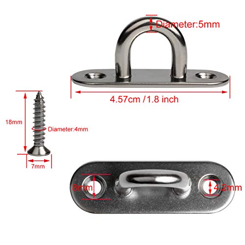 image for WOFTD 10-Pack 304 Stainless Steel Ceiling Hook Ring Hooks 1. 8 inch M5