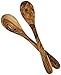 Le Souk Olivique Olive Wood Spoon with Curved Handle (Set of 2), Large, Natural